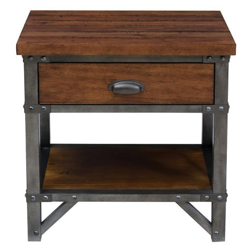 Holverson Nightstand in Rustic Brown & Gunmetal 1715-4 - Premium Nightstand from Homelegance (Titan Warehouse) - Just $263.25! Shop now at Furniture Wholesale Plus  We are the best furniture store in Nashville, Hendersonville, Goodlettsville, Madison, Antioch, Mount Juliet, Lebanon, Gallatin, Springfield, Murfreesboro, Franklin, Brentwood