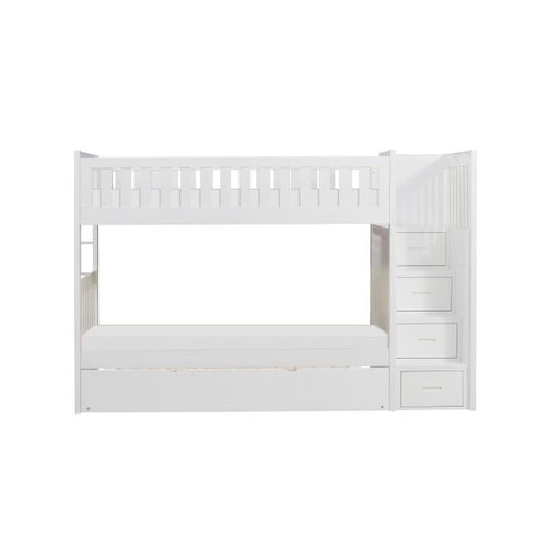 Homelegance Galen Bunk Bed w/ Reversible Step Storage and Twin Trundle in White B2053SBW-1*R - Premium Bed from Homelegance (Titan Warehouse) - Just $1299.19! Shop now at Furniture Wholesale Plus  We are the best furniture store in Nashville, Hendersonville, Goodlettsville, Madison, Antioch, Mount Juliet, Lebanon, Gallatin, Springfield, Murfreesboro, Franklin, Brentwood