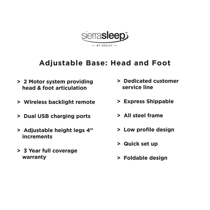 Head-Foot Model-Good Adjustable Base - Premium Adjustable Base from Ashley Furniture - Just $656.11! Shop now at Furniture Wholesale Plus  We are the best furniture store in Nashville, Hendersonville, Goodlettsville, Madison, Antioch, Mount Juliet, Lebanon, Gallatin, Springfield, Murfreesboro, Franklin, Brentwood