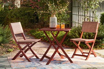 Safari Peak Outdoor Table and Chairs (Set of 3) - Premium Outdoor Dining Table from Ashley Furniture - Just $301.67! Shop now at Furniture Wholesale Plus  We are the best furniture store in Nashville, Hendersonville, Goodlettsville, Madison, Antioch, Mount Juliet, Lebanon, Gallatin, Springfield, Murfreesboro, Franklin, Brentwood