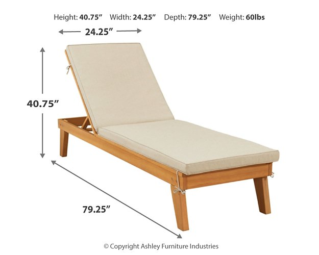 Byron Bay Chaise Lounge with Cushion - Premium Outdoor Seating from Ashley Furniture - Just $268.81! Shop now at Furniture Wholesale Plus  We are the best furniture store in Nashville, Hendersonville, Goodlettsville, Madison, Antioch, Mount Juliet, Lebanon, Gallatin, Springfield, Murfreesboro, Franklin, Brentwood