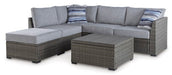 Petal Road Outdoor Loveseat Sectional/Ottoman/Table Set (Set of 4) - Premium Outdoor Sectional Set from Ashley Furniture - Just $1211.67! Shop now at Furniture Wholesale Plus  We are the best furniture store in Nashville, Hendersonville, Goodlettsville, Madison, Antioch, Mount Juliet, Lebanon, Gallatin, Springfield, Murfreesboro, Franklin, Brentwood