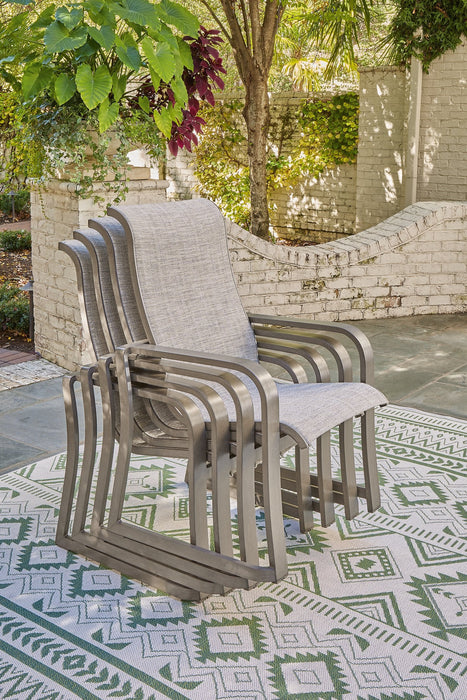 Beach Front Sling Arm Chair (Set of 4) - Premium Outdoor Dining Chair from Ashley Furniture - Just $965.33! Shop now at Furniture Wholesale Plus  We are the best furniture store in Nashville, Hendersonville, Goodlettsville, Madison, Antioch, Mount Juliet, Lebanon, Gallatin, Springfield, Murfreesboro, Franklin, Brentwood
