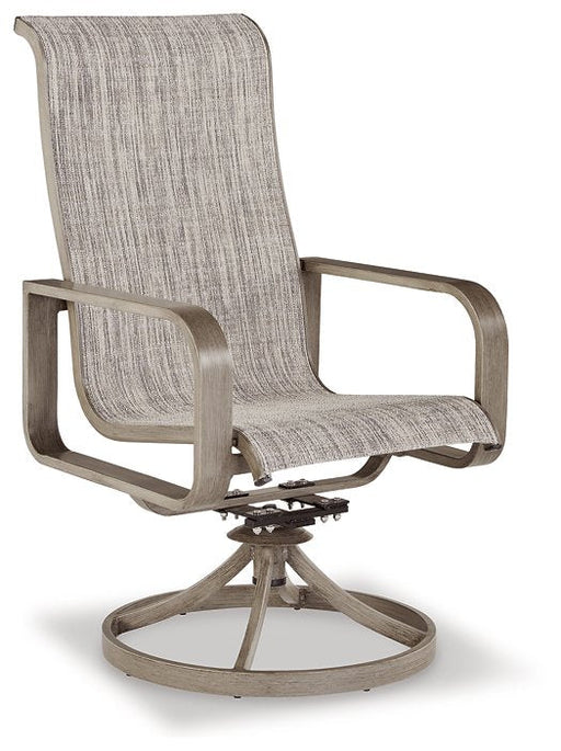 Beach Front Sling Swivel Chair (Set of 2) - Premium Outdoor Dining Chair from Ashley Furniture - Just $683.77! Shop now at Furniture Wholesale Plus  We are the best furniture store in Nashville, Hendersonville, Goodlettsville, Madison, Antioch, Mount Juliet, Lebanon, Gallatin, Springfield, Murfreesboro, Franklin, Brentwood