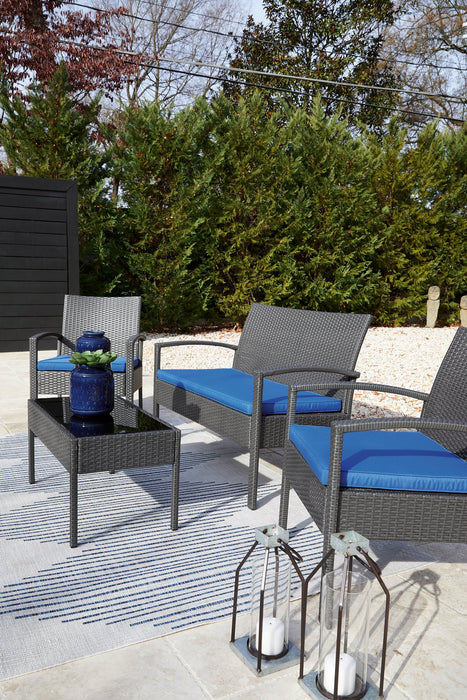 Alina Outdoor Love/Chairs/Table Set (Set of 4) - Premium Outdoor Seating Set from Ashley Furniture - Just $351.95! Shop now at Furniture Wholesale Plus  We are the best furniture store in Nashville, Hendersonville, Goodlettsville, Madison, Antioch, Mount Juliet, Lebanon, Gallatin, Springfield, Murfreesboro, Franklin, Brentwood