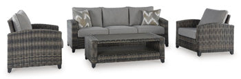 Oasis Court Outdoor Sofa/Chairs/Table Set (Set of 4) - Premium Outdoor Seating Set from Ashley Furniture - Just $1476.48! Shop now at Furniture Wholesale Plus  We are the best furniture store in Nashville, Hendersonville, Goodlettsville, Madison, Antioch, Mount Juliet, Lebanon, Gallatin, Springfield, Murfreesboro, Franklin, Brentwood