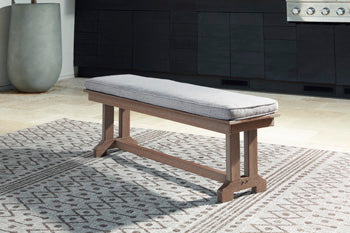 Emmeline Outdoor Dining Bench with Cushion - Premium Outdoor Dining Bench from Ashley Furniture - Just $321.78! Shop now at Furniture Wholesale Plus  We are the best furniture store in Nashville, Hendersonville, Goodlettsville, Madison, Antioch, Mount Juliet, Lebanon, Gallatin, Springfield, Murfreesboro, Franklin, Brentwood
