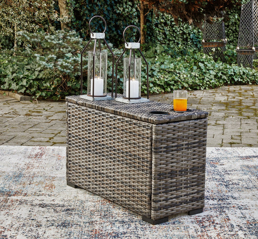 Harbor Court Console with Drink Holders - Premium Outdoor Seating from Ashley Furniture - Just $120.67! Shop now at Furniture Wholesale Plus  We are the best furniture store in Nashville, Hendersonville, Goodlettsville, Madison, Antioch, Mount Juliet, Lebanon, Gallatin, Springfield, Murfreesboro, Franklin, Brentwood