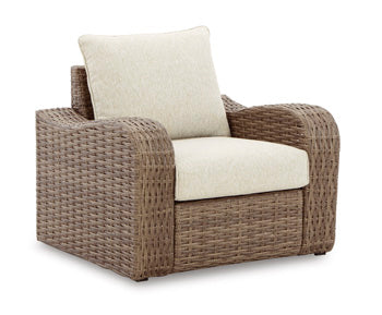 Sandy Bloom Lounge Chair with Cushion - Premium Outdoor Seating from Ashley Furniture - Just $427.70! Shop now at Furniture Wholesale Plus  We are the best furniture store in Nashville, Hendersonville, Goodlettsville, Madison, Antioch, Mount Juliet, Lebanon, Gallatin, Springfield, Murfreesboro, Franklin, Brentwood