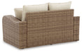 Sandy Bloom Outdoor Loveseat with Cushion - Premium Outdoor Seating from Ashley Furniture - Just $723! Shop now at Furniture Wholesale Plus  We are the best furniture store in Nashville, Hendersonville, Goodlettsville, Madison, Antioch, Mount Juliet, Lebanon, Gallatin, Springfield, Murfreesboro, Franklin, Brentwood