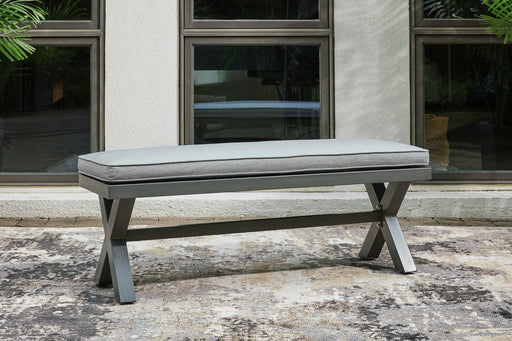 Elite Park Outdoor Bench with Cushion - Premium Outdoor Dining Bench from Ashley Furniture - Just $301.67! Shop now at Furniture Wholesale Plus  We are the best furniture store in Nashville, Hendersonville, Goodlettsville, Madison, Antioch, Mount Juliet, Lebanon, Gallatin, Springfield, Murfreesboro, Franklin, Brentwood