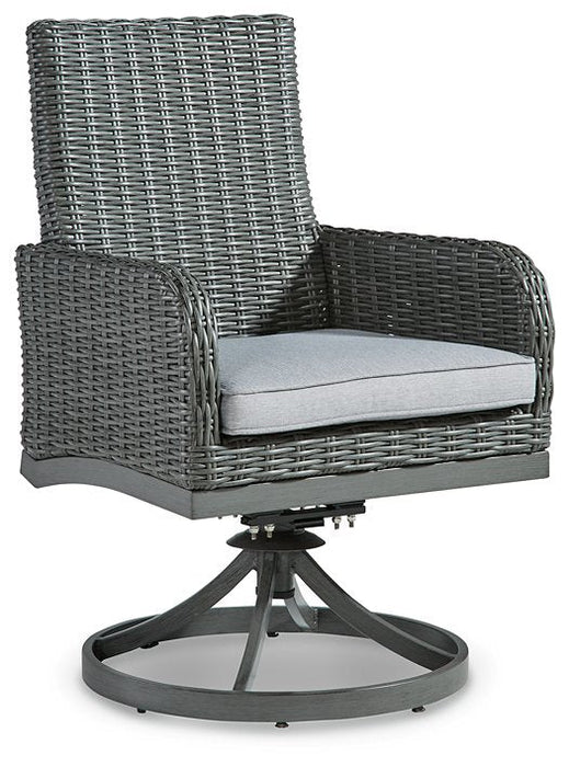 Elite Park Swivel Chair with Cushion (Set of 2) - Premium Outdoor Dining Chair from Ashley Furniture - Just $703.89! Shop now at Furniture Wholesale Plus  We are the best furniture store in Nashville, Hendersonville, Goodlettsville, Madison, Antioch, Mount Juliet, Lebanon, Gallatin, Springfield, Murfreesboro, Franklin, Brentwood