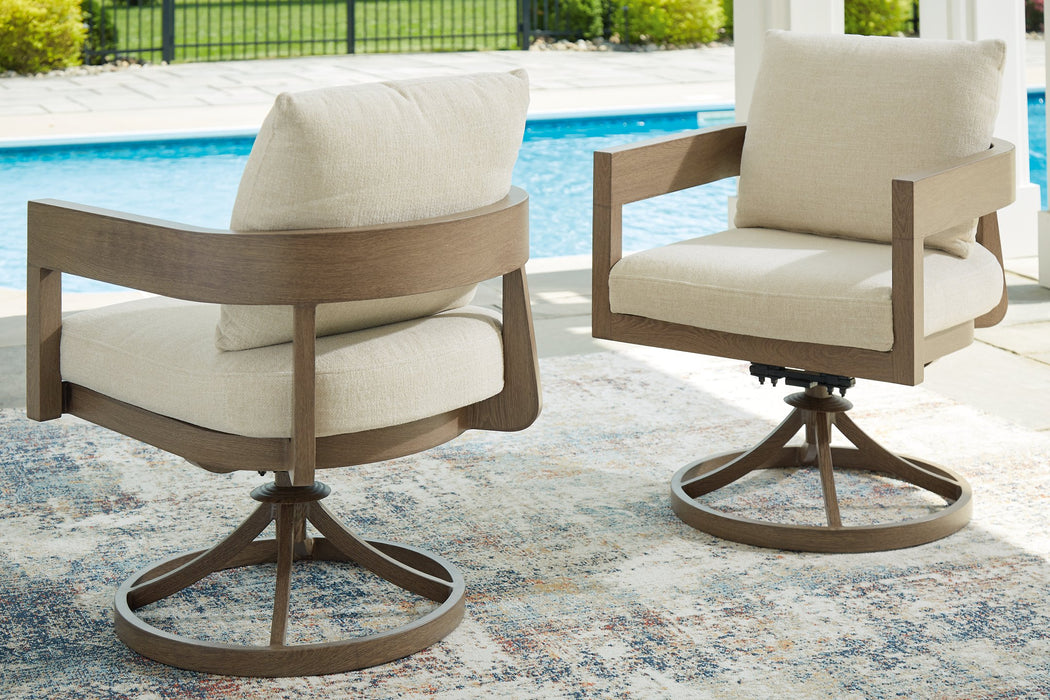 Serene Bay Outdoor Swivel Dining Chair with Cushion (Set of 2) - Premium Outdoor Dining Chair from Ashley Furniture - Just $1088.01! Shop now at Furniture Wholesale Plus  We are the best furniture store in Nashville, Hendersonville, Goodlettsville, Madison, Antioch, Mount Juliet, Lebanon, Gallatin, Springfield, Murfreesboro, Franklin, Brentwood