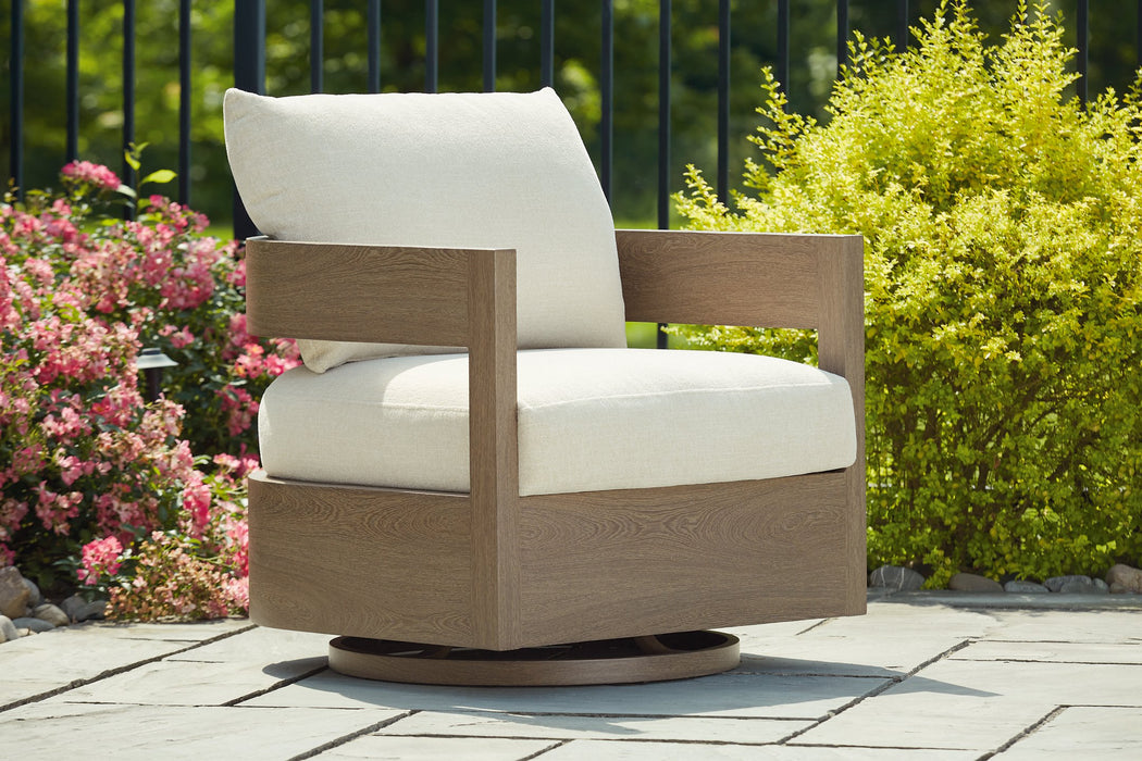 Serene Bay Outdoor Swivel Glider Chair with Cushion - Premium Outdoor Dining Chair from Ashley Furniture - Just $821.38! Shop now at Furniture Wholesale Plus  We are the best furniture store in Nashville, Hendersonville, Goodlettsville, Madison, Antioch, Mount Juliet, Lebanon, Gallatin, Springfield, Murfreesboro, Franklin, Brentwood