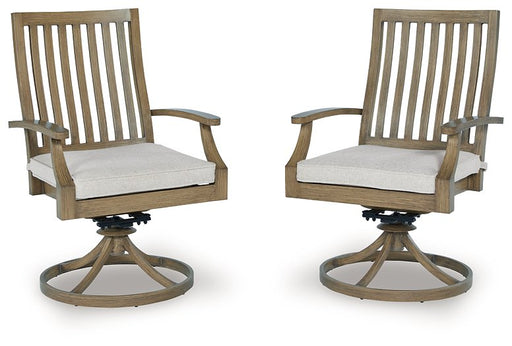 Rainier Ranch Outdoor Swivel Chair with Cushion (Set of 2) - Premium Outdoor Dining Chair from Ashley Furniture - Just $724! Shop now at Furniture Wholesale Plus  We are the best furniture store in Nashville, Hendersonville, Goodlettsville, Madison, Antioch, Mount Juliet, Lebanon, Gallatin, Springfield, Murfreesboro, Franklin, Brentwood