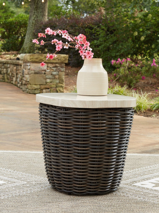 Kimora Outdoor End Table - Premium Outdoor End Table from Ashley Furniture - Just $280.92! Shop now at Furniture Wholesale Plus  We are the best furniture store in Nashville, Hendersonville, Goodlettsville, Madison, Antioch, Mount Juliet, Lebanon, Gallatin, Springfield, Murfreesboro, Franklin, Brentwood