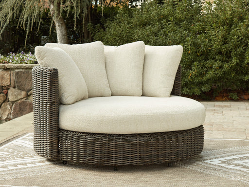 Kimora Outdoor Swivel Lounge Chair with Cushion - Premium Outdoor Lounge Chair from Ashley Furniture - Just $1354.54! Shop now at Furniture Wholesale Plus  We are the best furniture store in Nashville, Hendersonville, Goodlettsville, Madison, Antioch, Mount Juliet, Lebanon, Gallatin, Springfield, Murfreesboro, Franklin, Brentwood