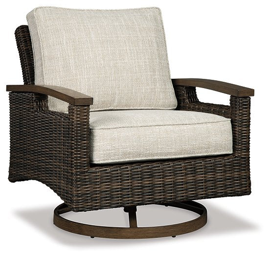 Paradise Trail Paradise Trail Fire Pit Table with 4 Nuvella Swivel Lounge Chairs - Premium Outdoor Seating Set from Ashley Furniture - Just $3529.53! Shop now at Furniture Wholesale Plus  We are the best furniture store in Nashville, Hendersonville, Goodlettsville, Madison, Antioch, Mount Juliet, Lebanon, Gallatin, Springfield, Murfreesboro, Franklin, Brentwood