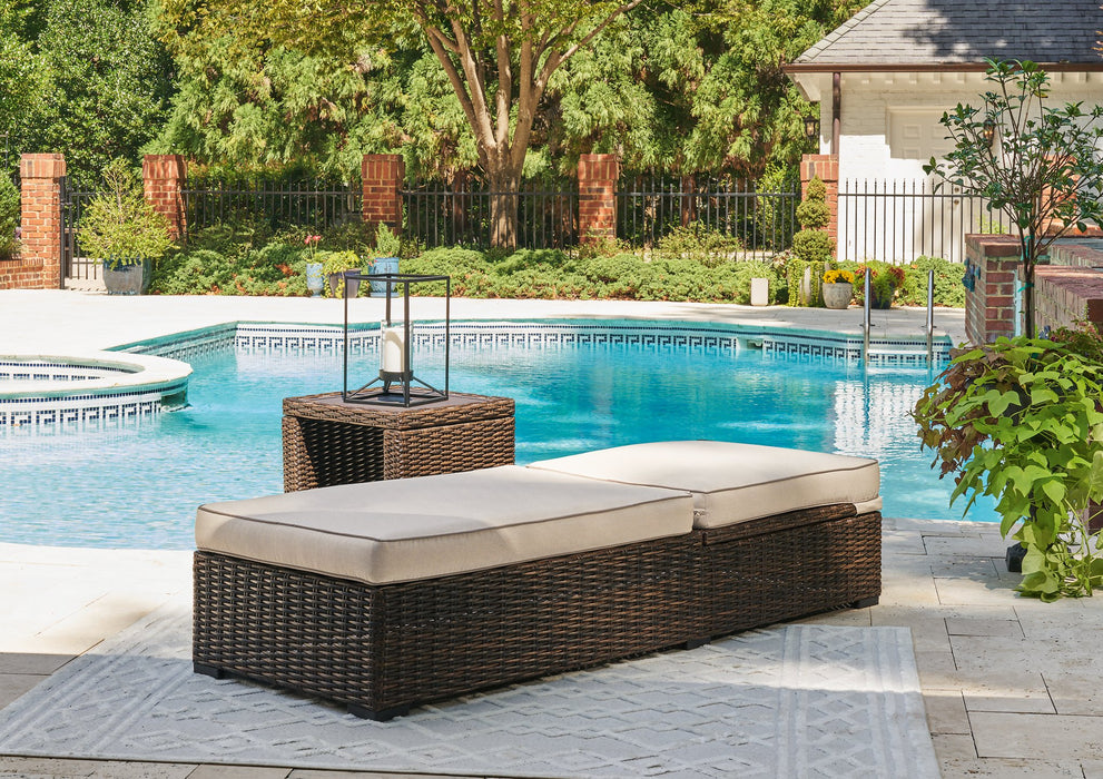 Coastline Bay Outdoor Chaise Lounge with Cushion - Premium Outdoor Seating from Ashley Furniture - Just $560.11! Shop now at Furniture Wholesale Plus  We are the best furniture store in Nashville, Hendersonville, Goodlettsville, Madison, Antioch, Mount Juliet, Lebanon, Gallatin, Springfield, Murfreesboro, Franklin, Brentwood