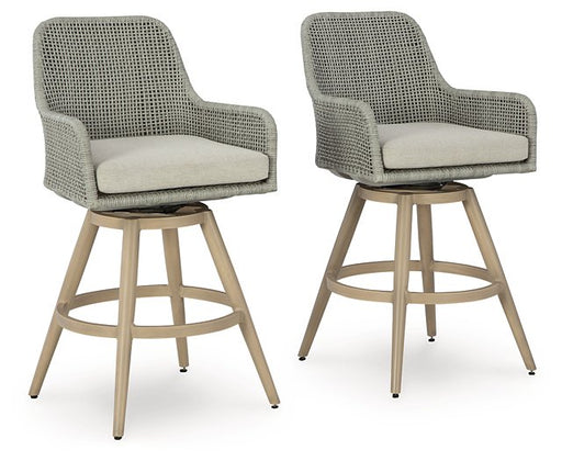 Seton Creek Outdoor Bar Height Barstool with Cushion (Set of 2) - Premium Outdoor Counter Barstool from Ashley Furniture - Just $905! Shop now at Furniture Wholesale Plus  We are the best furniture store in Nashville, Hendersonville, Goodlettsville, Madison, Antioch, Mount Juliet, Lebanon, Gallatin, Springfield, Murfreesboro, Franklin, Brentwood