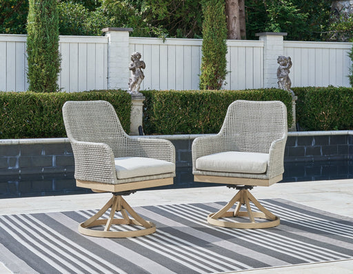 Seton Creek Outdoor Swivel Dining Chair (Set of 2) - Premium Outdoor Dining Chair from Ashley Furniture - Just $703.89! Shop now at Furniture Wholesale Plus  We are the best furniture store in Nashville, Hendersonville, Goodlettsville, Madison, Antioch, Mount Juliet, Lebanon, Gallatin, Springfield, Murfreesboro, Franklin, Brentwood