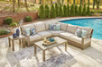 Silo Point Outdoor Sectional Set with Coffee and End Table - Premium Outdoor Table Set from Ashley Furniture - Just $2567.93! Shop now at Furniture Wholesale Plus  We are the best furniture store in Nashville, Hendersonville, Goodlettsville, Madison, Antioch, Mount Juliet, Lebanon, Gallatin, Springfield, Murfreesboro, Franklin, Brentwood