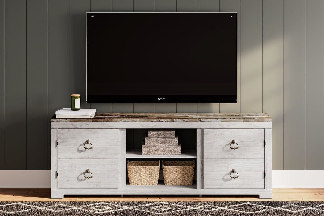 Willowton 72" TV Stand with Electric Fireplace - Premium TV Stand from Ashley Furniture - Just $530.95! Shop now at Furniture Wholesale Plus  We are the best furniture store in Nashville, Hendersonville, Goodlettsville, Madison, Antioch, Mount Juliet, Lebanon, Gallatin, Springfield, Murfreesboro, Franklin, Brentwood