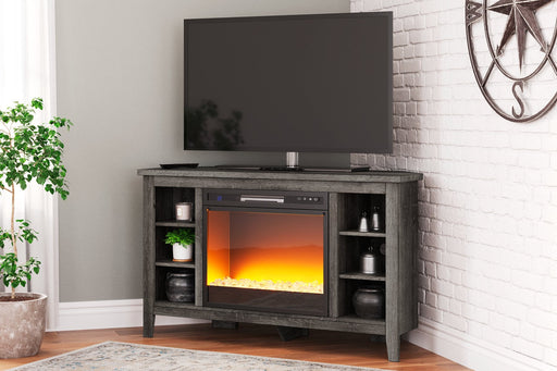 Arlenbry Corner TV Stand with Electric Fireplace - Premium TV Stand from Ashley Furniture - Just $438.69! Shop now at Furniture Wholesale Plus  We are the best furniture store in Nashville, Hendersonville, Goodlettsville, Madison, Antioch, Mount Juliet, Lebanon, Gallatin, Springfield, Murfreesboro, Franklin, Brentwood