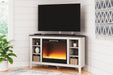 Dorrinson Corner TV Stand with Electric Fireplace - Premium TV Stand from Ashley Furniture - Just $438.69! Shop now at Furniture Wholesale Plus  We are the best furniture store in Nashville, Hendersonville, Goodlettsville, Madison, Antioch, Mount Juliet, Lebanon, Gallatin, Springfield, Murfreesboro, Franklin, Brentwood