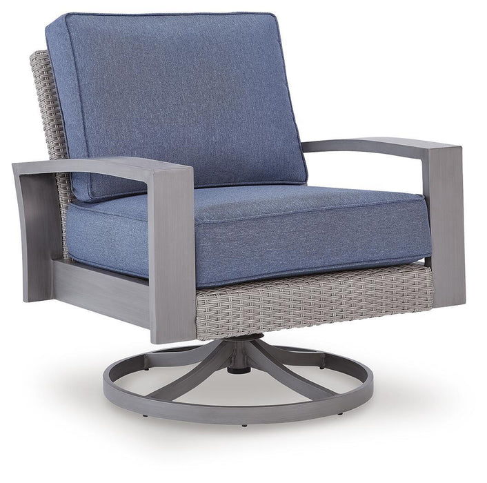Half Moon Beach - Swivel Lounge With Cushion - Blue / Gray – Swivel Chairs by Signature Design by Ashley® at Furniture Wholesale Plus , Nashville furniture store