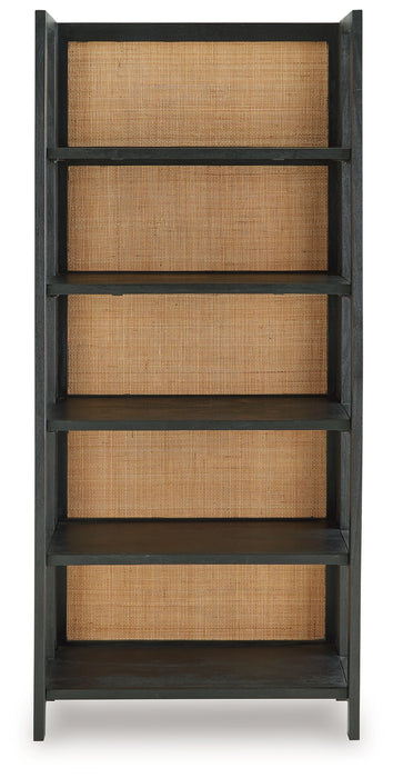 Abyard - Bookcase - Black / Natural – Standard Bookcases by Signature Design by Ashley® at Furniture Wholesale Plus , Nashville furniture store