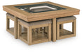 Wittenmyer - Cocktail Table With 4 Stools (Set of 5) - Natural / Black – 5 Piece Living Room Sets by Signature Design by Ashley® at Furniture Wholesale Plus , Nashville furniture store