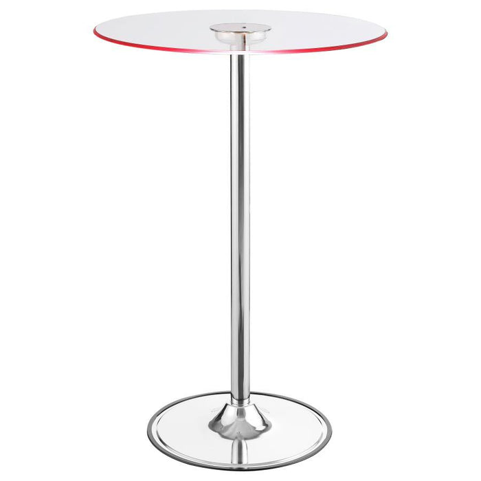 Thea - Round Glass Top LED Bistro Bar Table - Chrome – Bar Tables by CoasterEssence at Furniture Wholesale Plus , Nashville furniture store