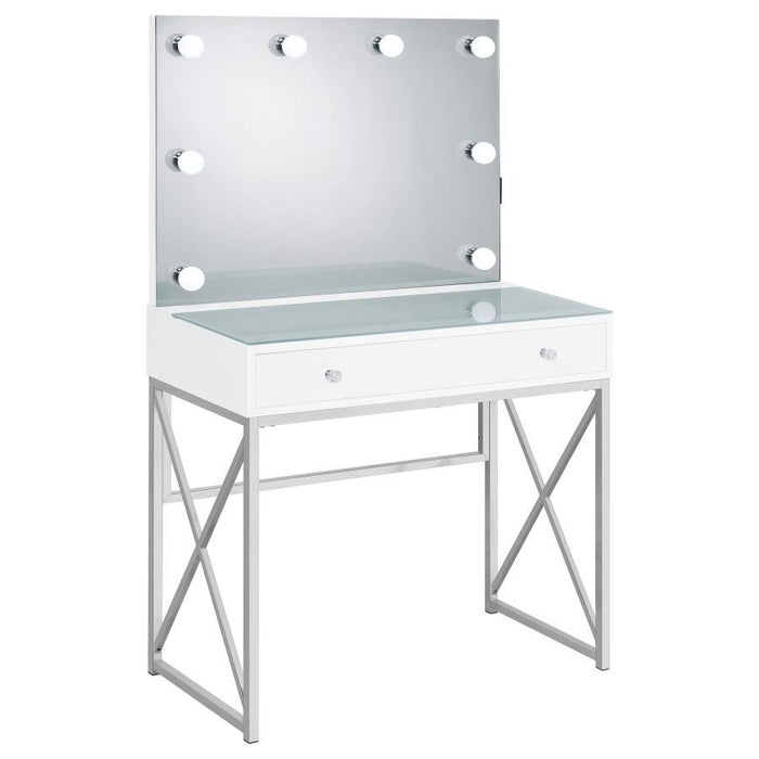Eliza - Vanity Set With Lighting & Stool - White And Chrome – Vanity Sets by Coaster Fine Furniture at Furniture Wholesale Plus , Nashville furniture store