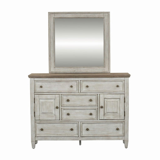 Heartland - Dresser & Mirror - Antique White / Tobacco Tops – Dresser & Mirror by Liberty Furniture at Furniture Wholesale Plus , Nashville furniture store