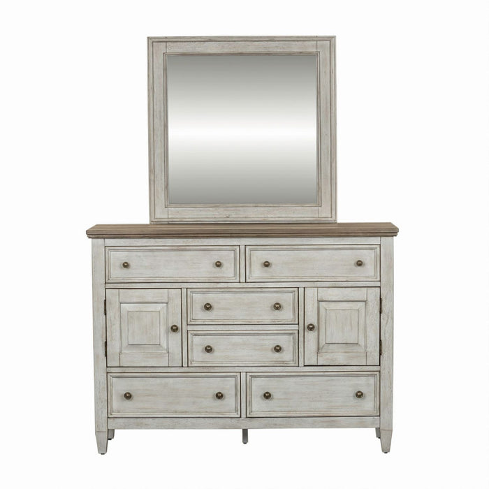 Heartland - Dresser & Mirror - Antique White / Tobacco Tops – Dresser & Mirror by Liberty Furniture at Furniture Wholesale Plus , Nashville furniture store