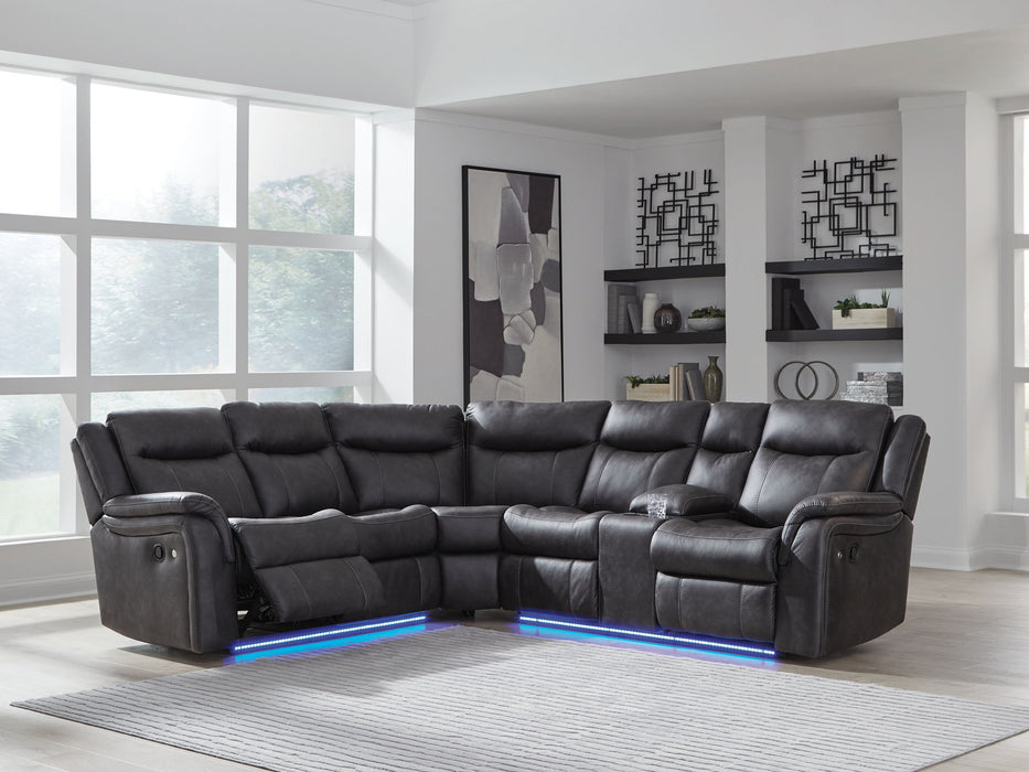 Sultan Meadow - 2-Piece Reclining Sectional - Carbon – Reclining Sectionals by Signature Design by Ashley® at Furniture Wholesale Plus , Nashville furniture store
