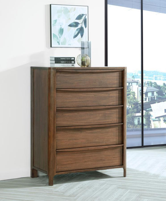 Maderia - 5-Drawer Chest Of Drawers - Walnut – Accent Chests by Coaster Fine Furniture at Furniture Wholesale Plus , Nashville furniture store