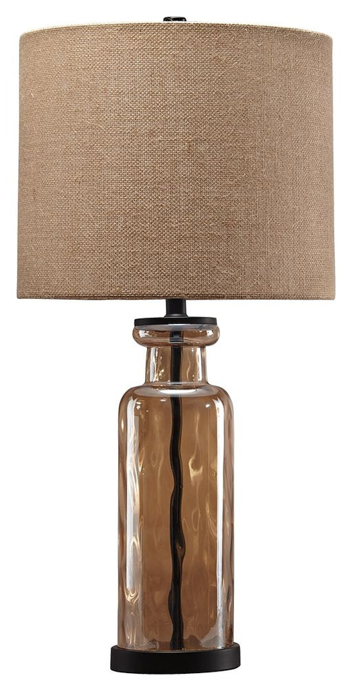 Laurentia - Champagne - Glass Table Lamp - Premium Table Lamps from Signature Design by Ashley® - Just $88! Shop now at Furniture Wholesale Plus  We are the best furniture store in Nashville, Hendersonville, Goodlettsville, Madison, Antioch, Mount Juliet, Lebanon, Gallatin, Springfield, Murfreesboro, Franklin, Brentwood