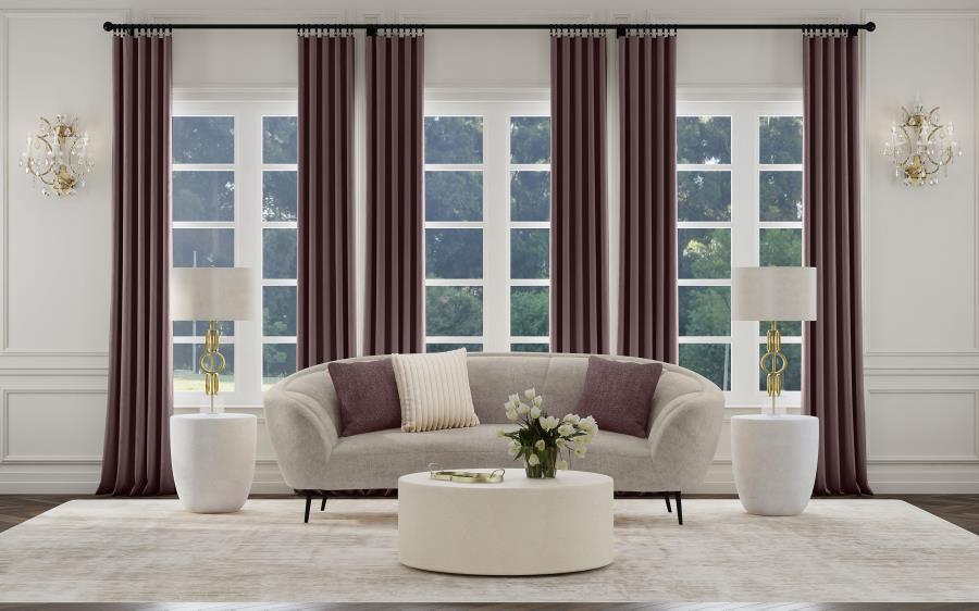 Ellorie - Upholstered Channel Back Curved Sofa - Beige – Stationary Sofas by Coaster Fine Furniture at Furniture Wholesale Plus , Nashville furniture store