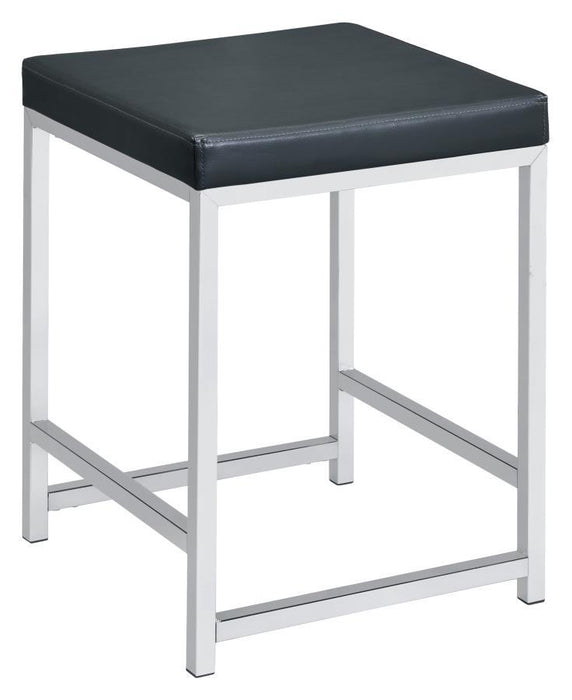 Afshan - Upholstered Square Padded Vanity Stool - Chrome - Premium Vanity Stools from CoasterEssence - Just $89! Shop now at Furniture Wholesale Plus  We are the best furniture store in Nashville, Hendersonville, Goodlettsville, Madison, Antioch, Mount Juliet, Lebanon, Gallatin, Springfield, Murfreesboro, Franklin, Brentwood