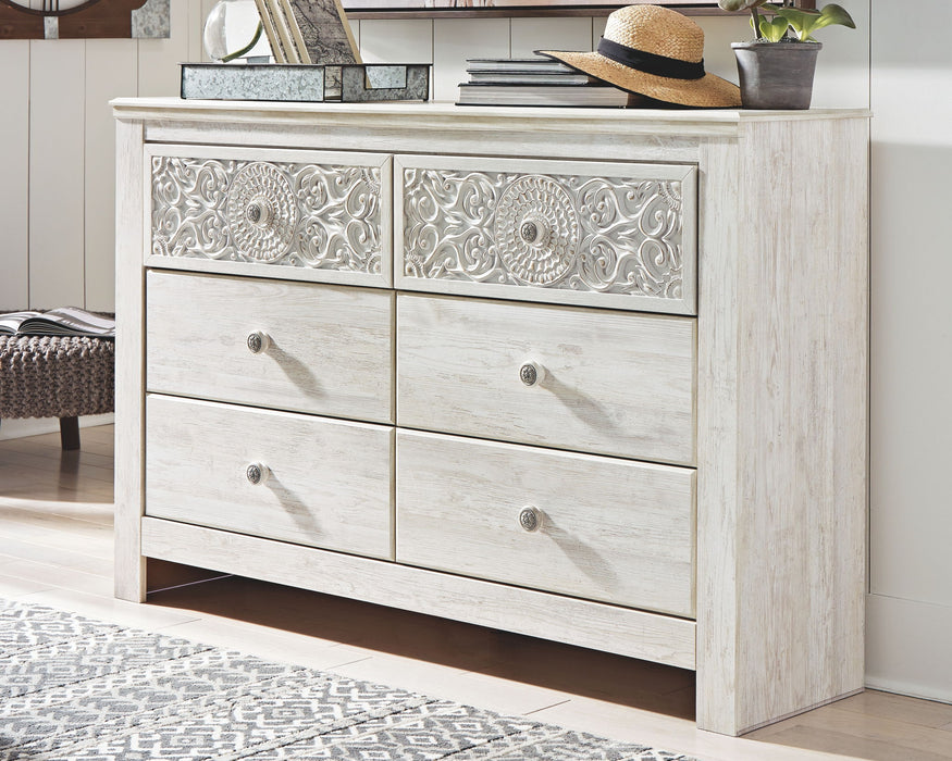 Paxberry - Six Drawer Dresser - Medallion Drawer Pulls - Whitewash – Dressers by Signature Design by Ashley® at Furniture Wholesale Plus , Nashville furniture store