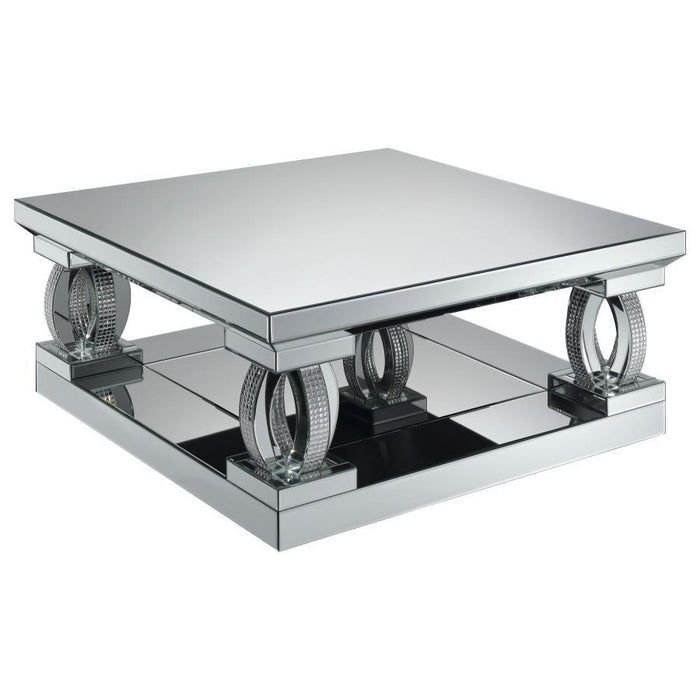 Amalia - Square Mirrored Acrylic Crystal Coffee Table - Silver – Coffee Tables by CoasterElevations at Furniture Wholesale Plus , Nashville furniture store