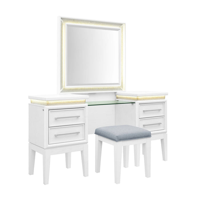 Reflections - 3 Piece Vanity Set - Pearl White & Rhinestone – Vanity Sets by Liberty Furniture at Furniture Wholesale Plus , Nashville furniture store