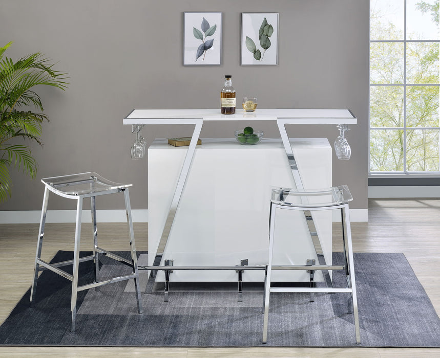 Zena - Backless Bar Stool (Set of 2) - Clear – Stool Sets by Steve Silver Furniture at Furniture Wholesale Plus , Nashville furniture store