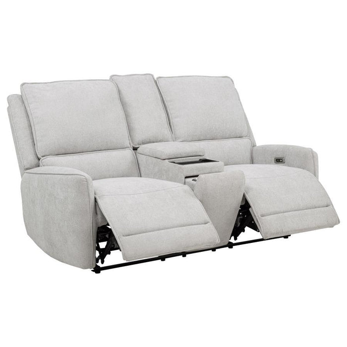 Sylmar - Chenille Upholstered Power Reclining Loveseat - Dove Gray – Reclining Loveseats by Coaster Fine Furniture at Furniture Wholesale Plus , Nashville furniture store