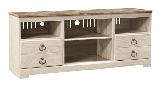Willowton - TV Stand With Fireplace Option - Premium TV Stands from Signature Design by Ashley® - Just $168! Shop now at Furniture Wholesale Plus  We are the best furniture store in Nashville, Hendersonville, Goodlettsville, Madison, Antioch, Mount Juliet, Lebanon, Gallatin, Springfield, Murfreesboro, Franklin, Brentwood