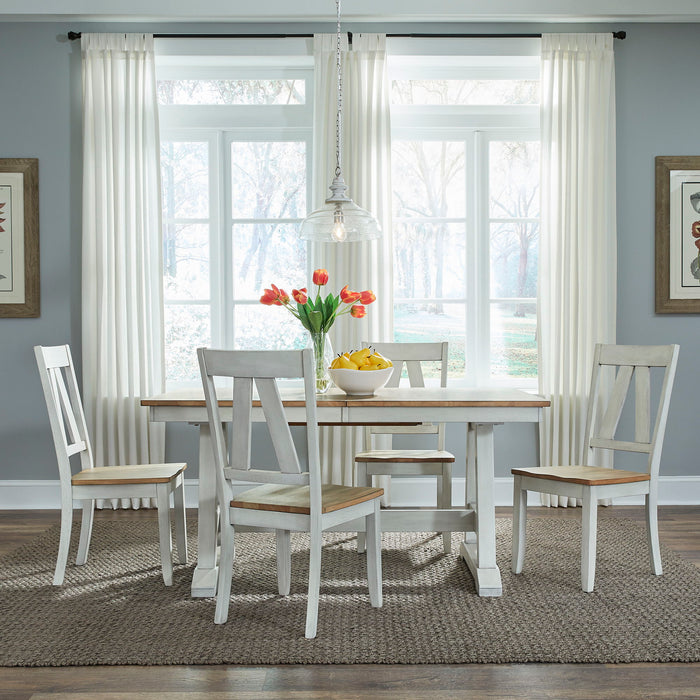 Lindsey Farm - Trestle Table Set – 5 Piece Dining Room Sets by Liberty Furniture at Furniture Wholesale Plus , Nashville furniture store