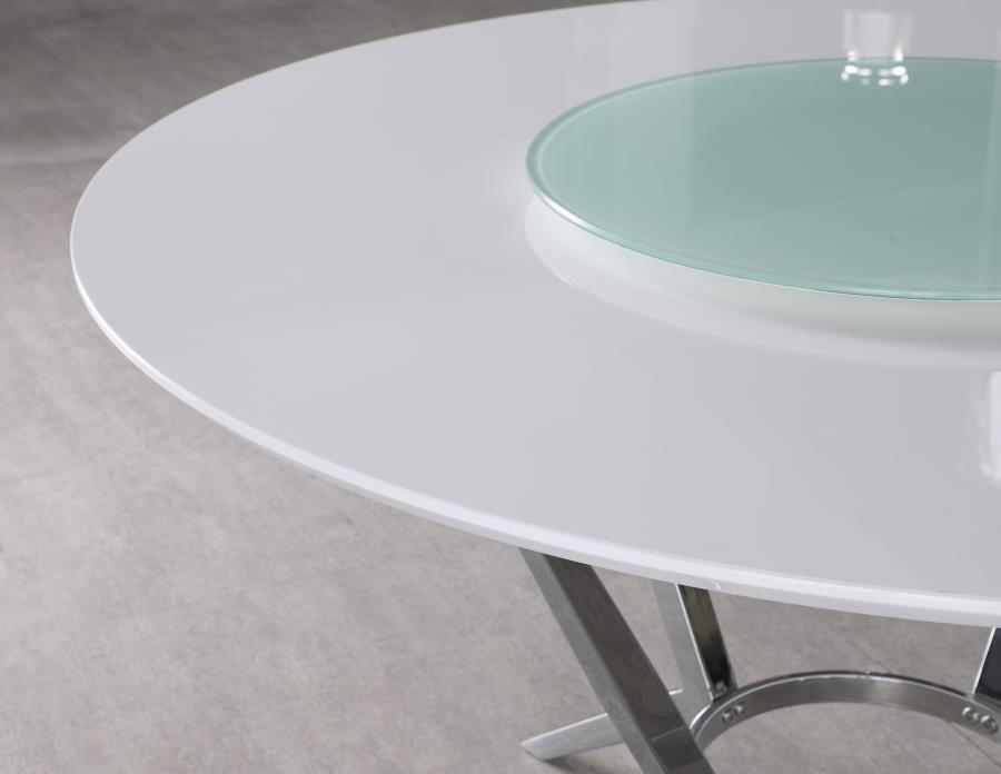Abby - Round Lazy Susan Dining Table - White High Gloss - Premium Dining Tables from CoasterElevations - Just $719! Shop now at Furniture Wholesale Plus  We are the best furniture store in Nashville, Hendersonville, Goodlettsville, Madison, Antioch, Mount Juliet, Lebanon, Gallatin, Springfield, Murfreesboro, Franklin, Brentwood