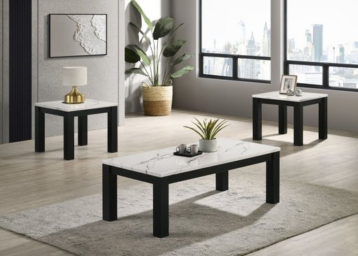 Ivy - 3 Piece Faux Marble White Cocktail Set - White / Black – Table Sets by Crown Mark at Furniture Wholesale Plus , Nashville furniture store